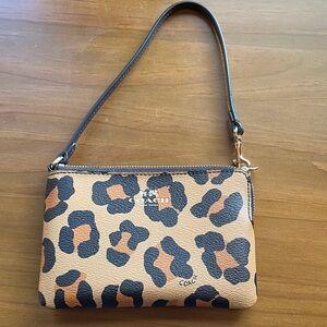 Coach Wild Beast Leopard Print Wristlet in Tan and Black